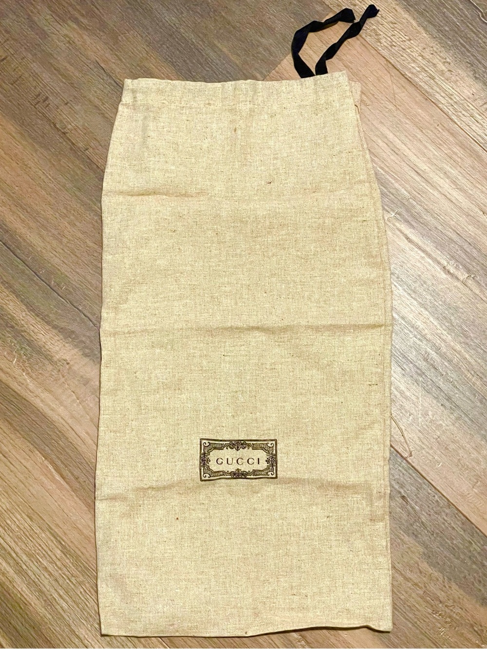 Gucci Beige Dust Bag with Black Drawstring!